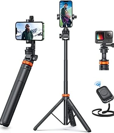 Newest 62" Phone Tripod, EUCOS Tripod for iPhone & Selfie Stick Tripod with Remote, Upgraded iPhone Tripod Stand & Travel Tripod, Solidest Cell Phone Tripod Compatible with iPhone 14/13/12/Android