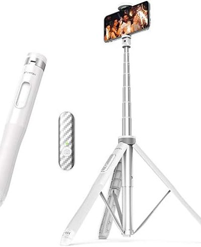 ATUMTEK 51" Selfie Stick Tripod, All in One Extendable Phone Tripod Stand with Bluetooth Remote 360° Rotation for iPhone and Android Phone Selfies, Video Recording, Vlogging, Live Streaming, White