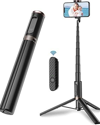 TONEOF 60" Cell Phone Selfie Stick Tripod,Smartphone Tripod Stand All-in-1 with Integrated Wireless Remote,Portable,Lightweight,Extendable Phone Tripod for 4''-7'' iPhone and Android(Black)