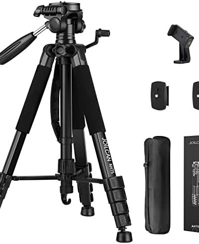 Tripod Camera Tripods, 74" Tripod for Camera Cell Phone Video Photography, Heavy Duty Tall Camera Stand Tripod, Professional Travel DSLR Tripods Compatible with Canon Nikon iPhone, Max Load 15 LB