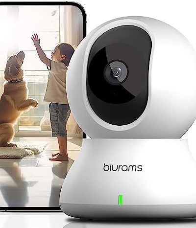 blurams Security Camera, 2K Indoor Camera 360-degree Pet Camera for Home Security w/Motion Tracking, Phone App, 2-Way Audio, IR Night Vision, Siren, Works with Alexa & Google Assistant