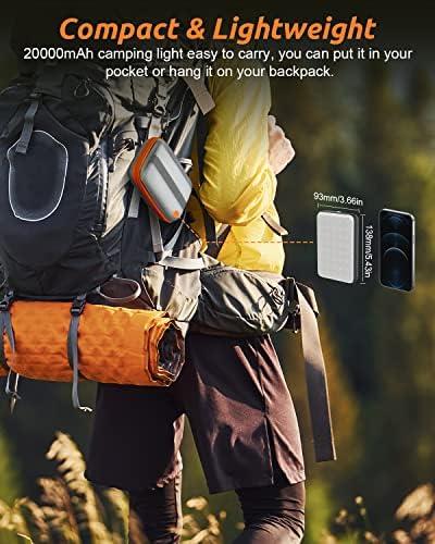 Eventek LED Camping Lantern Rechargeable 4000LM, 20000mAh Portable Power Bank up to 144 Hours Running, 5 Light Modes, IPX5 Waterproof Tent Light for Power Outages, Emergency, Hurricane, Home, Hiking - Image 7
