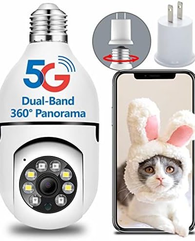 OwLUCK 3MP Light Bulb Security Camera 360° Wifi Outdoor & Indoor 5g-2.4ghz,Optiguard Light Bulb Camera Color Day&Night,Light Socket Security Camera Motion Detection,Wireless Lightbulb Easy To Install